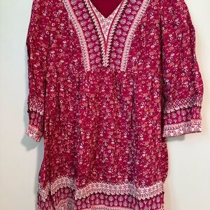 Red Floral Bohemian Dress